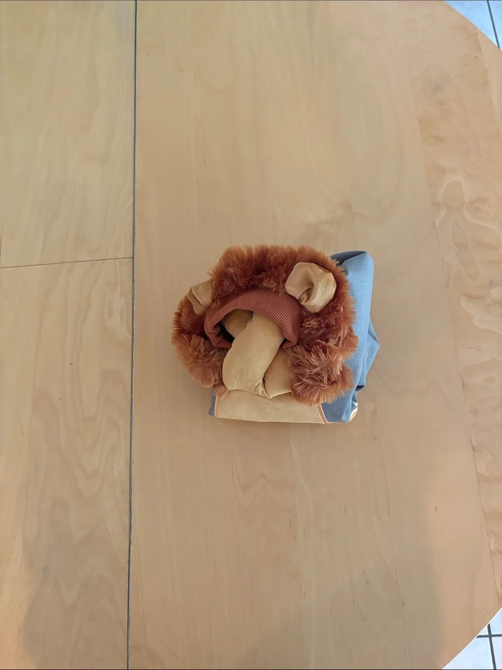 Custom Plush Lion Face Cat Tote Carrier in Gray-Blue